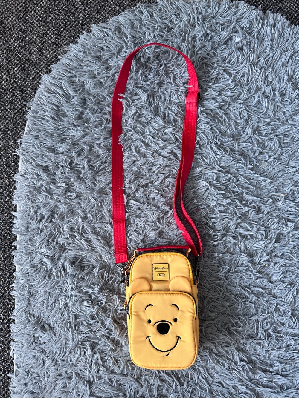 Disney Lug Yellow Winnie the Pooh Crossbody Bag with Red Strap